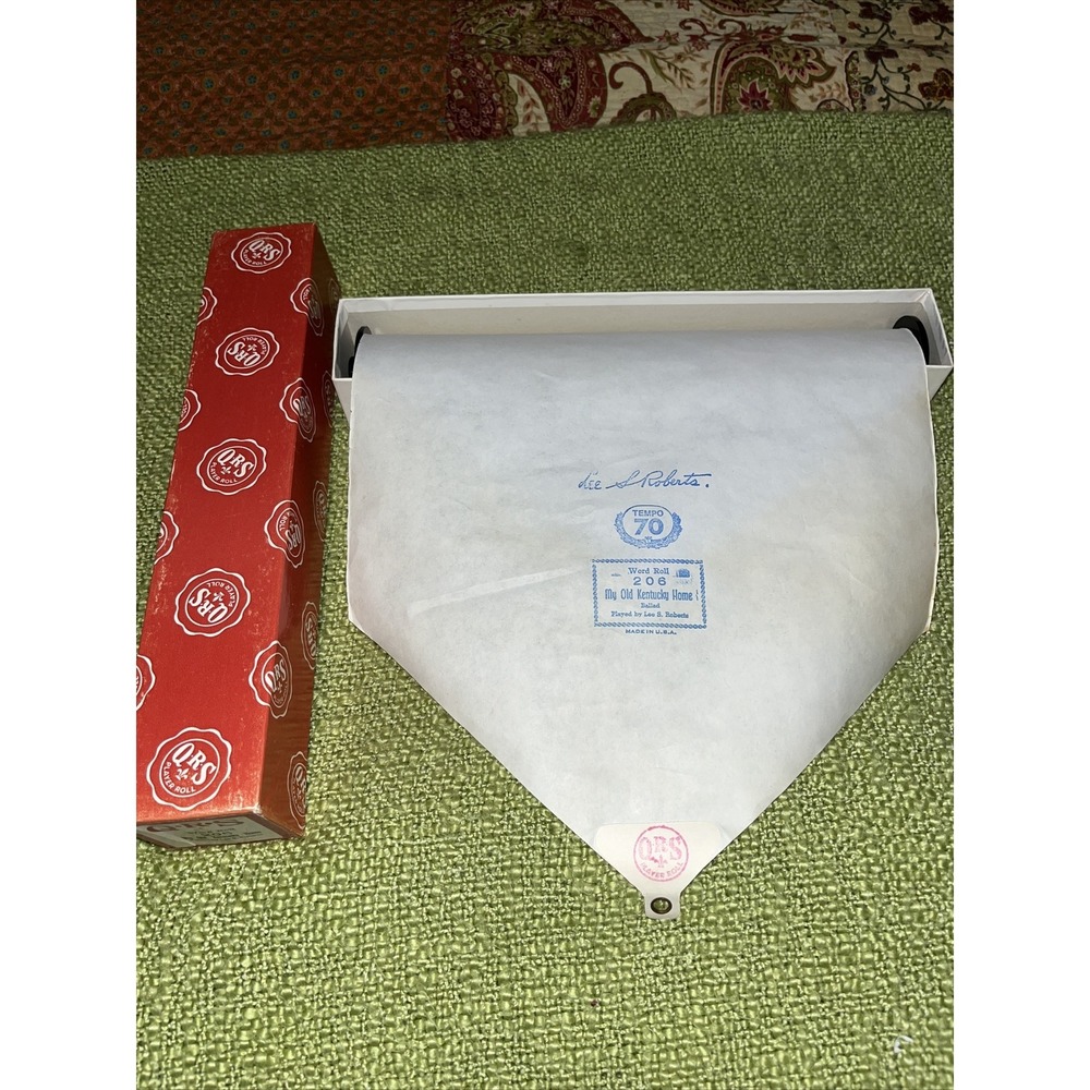 Vintage QRS Player Piano Word Roll 206 "My Old Kentucky Home "
